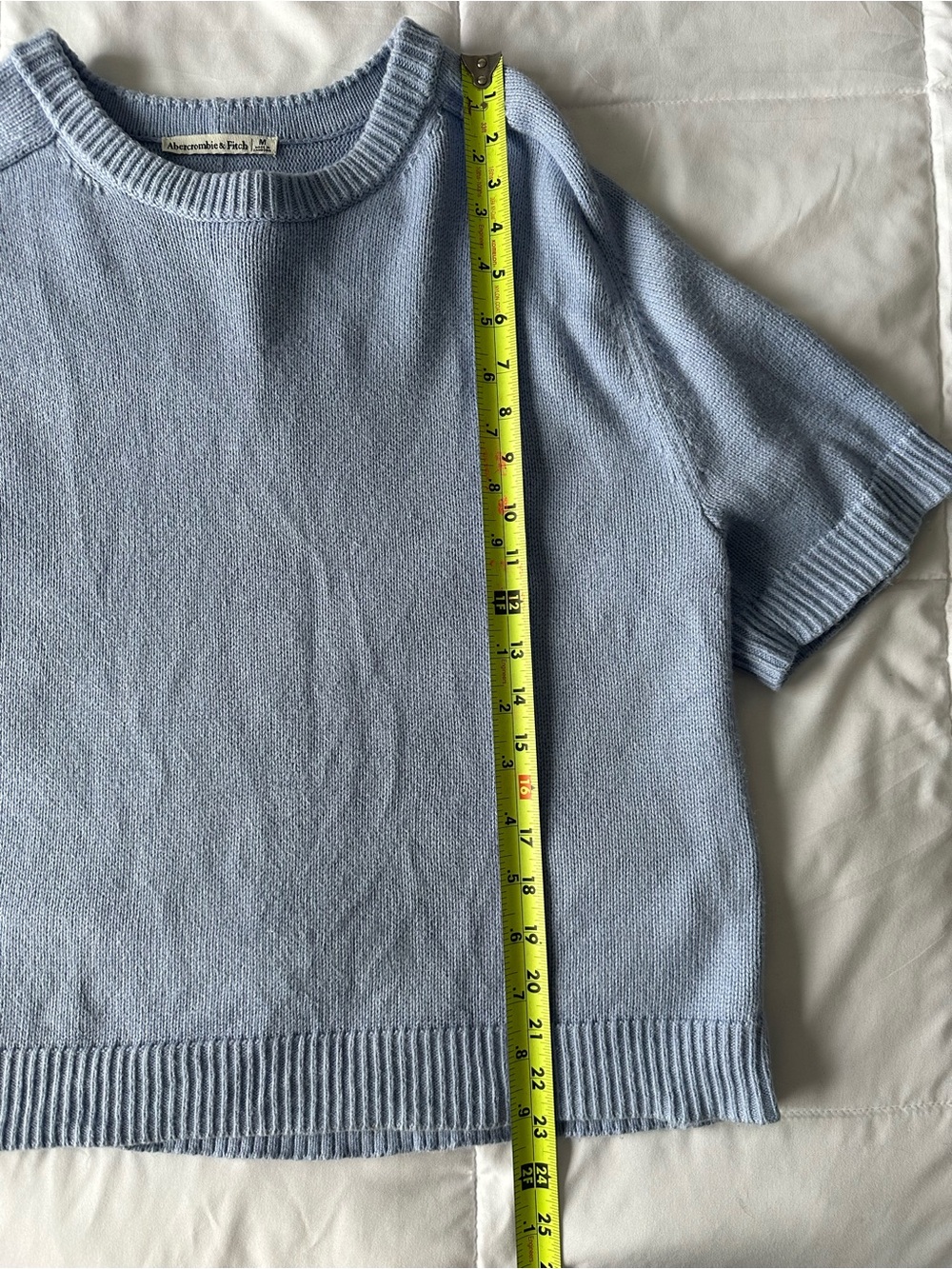 Abercrombie & Fitch Light Blue Short-Sleeve Knit Sweater Size M - Picture 5 of 9